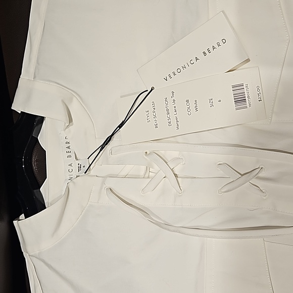 NEW VERONICA BEARD HARPER LACE UP PURE WHITE BLOUSE/TOP SIZE 6 - Picture 5 of 9
